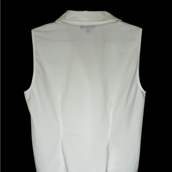 Elegant Collared Button-Up Sleeveless Blouse Sz M - Picture 5 of 5